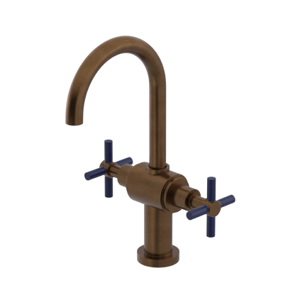 Rubinet Single Hole Dual Handle Lav. Set with LaSalle Spout (less drain) Tuscan Brass