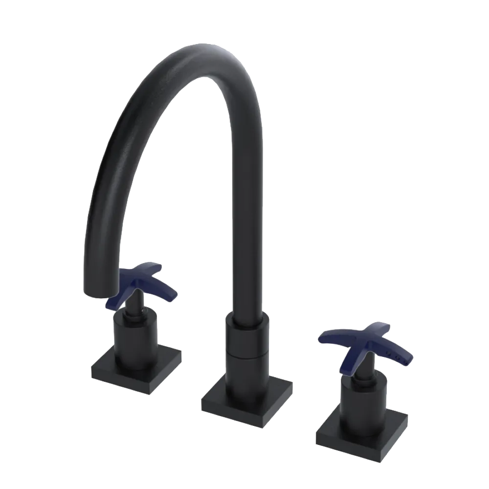 Rubinet Widespread Kitchen Set Matt Black