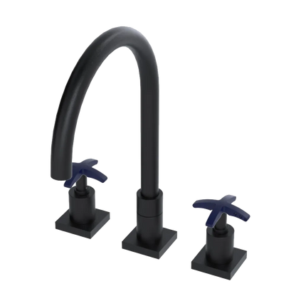 Rubinet Widespread Kitchen Set Matt Black