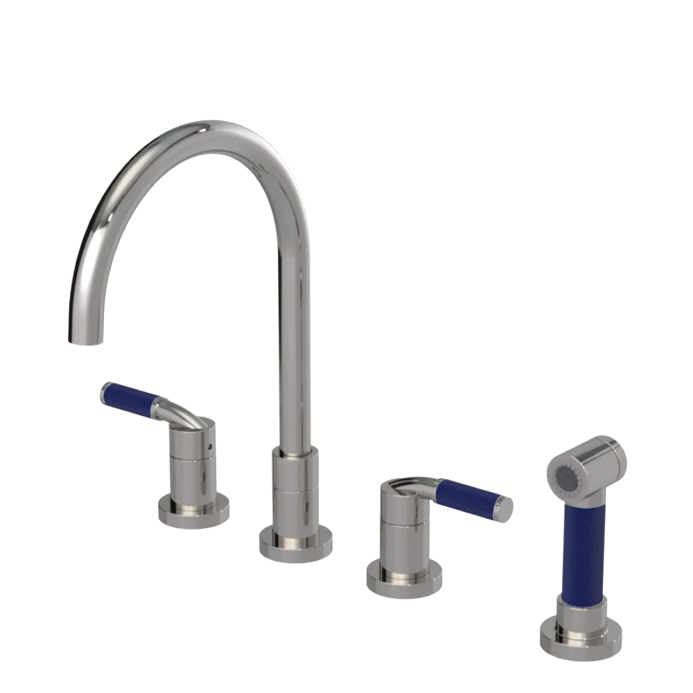 Rubinet Widespread Kitchen Set with Hand Spray Polished Nickel