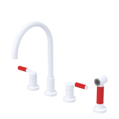 Rubinet Widespread Kitchen Set with Hand Spray White