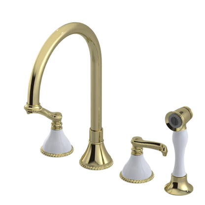 Rubinet Widespread Kitchen Set with Hand Spray Gold