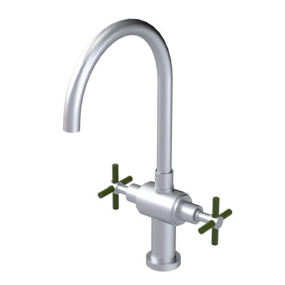 Rubinet Two Handle Single Hole Kitchen Set with LaSalle Spout Satin Chrome