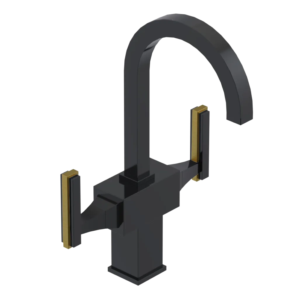 Rubinet Single Hole Dual Handle Lav. Set. (less drain) Black