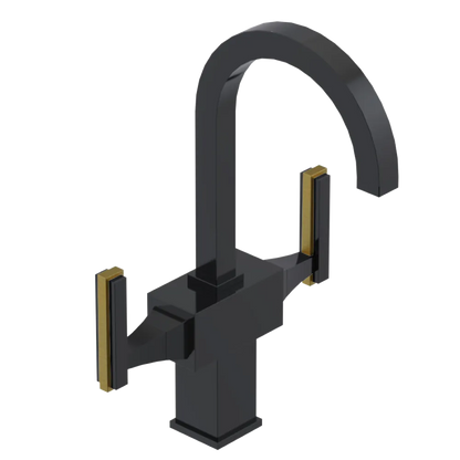 Rubinet Single Hole Dual Handle Lav. Set. (less drain) Black