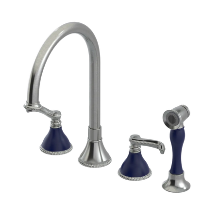 Rubinet Widespread Kitchen Set with Hand Spray Satin Nickel