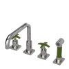 Rubinet Widespread Kitchen Set with Genesis Spout with Hand Spray Polished Nickel