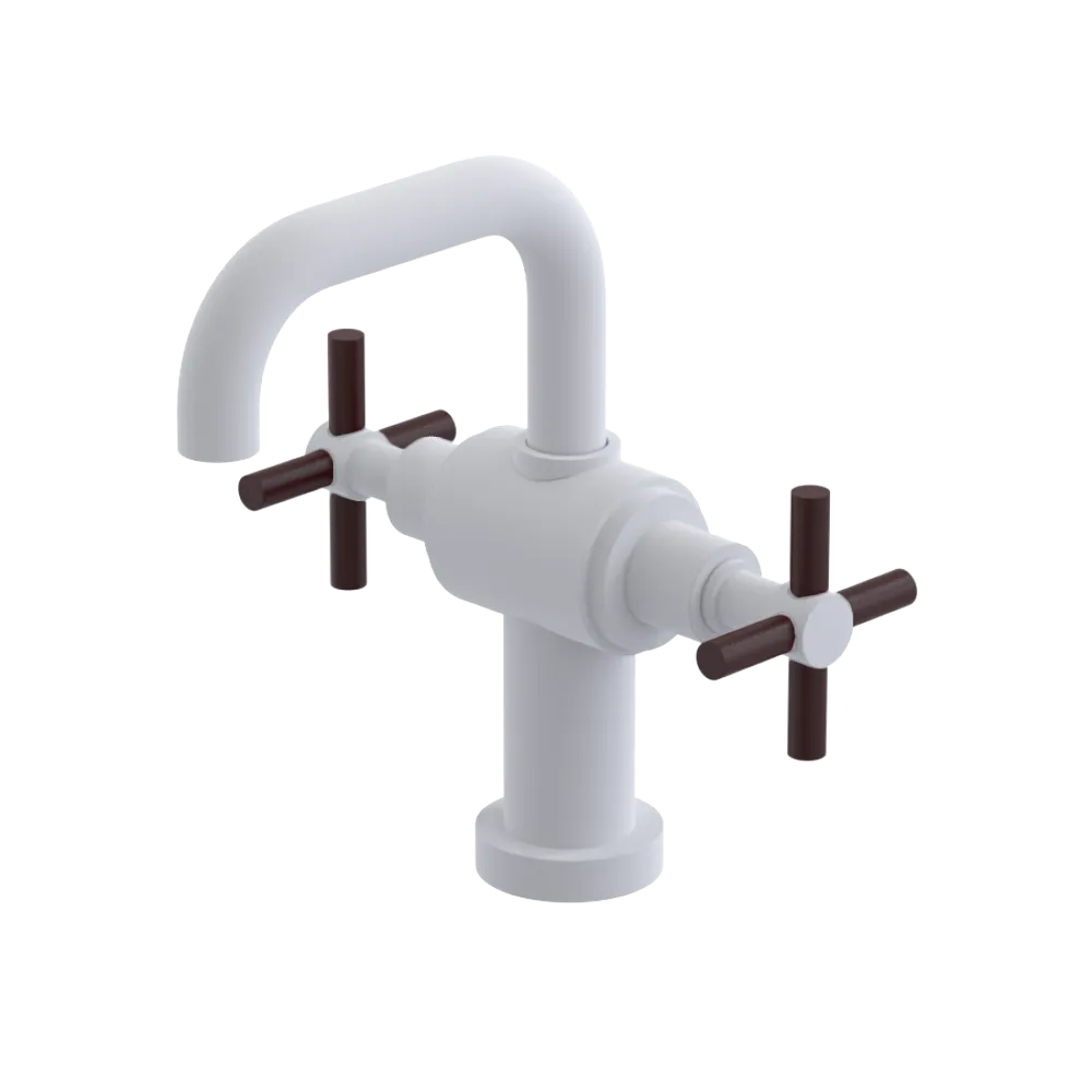 Rubinet Single Hole Dual Handle Lav. Set. (less drain) Matt White