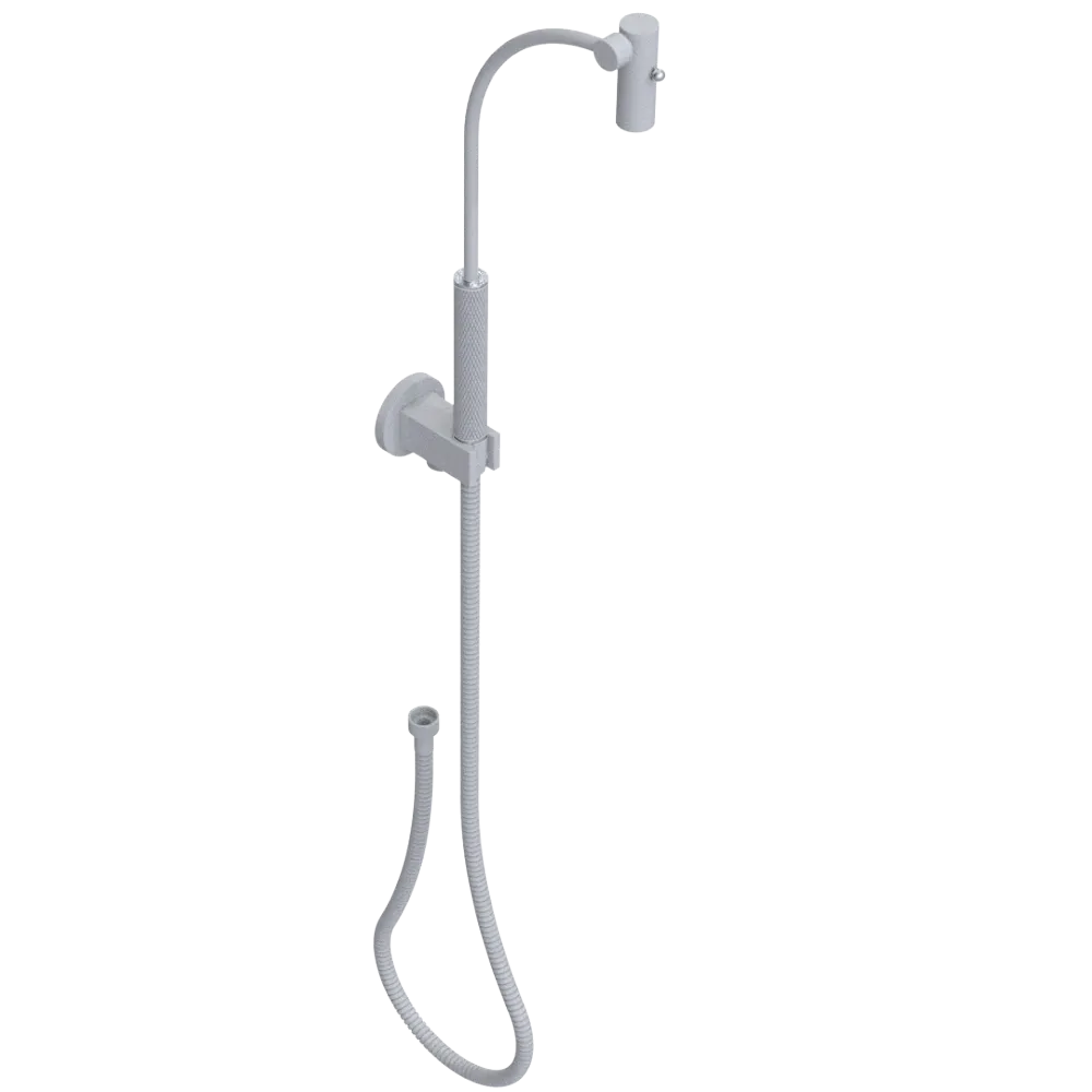 Rubinet Hand Held Shower Bidet with Extended Reach & Dual Function Spray Including Wall Bracket with Supply & Hose (Round) Matt White