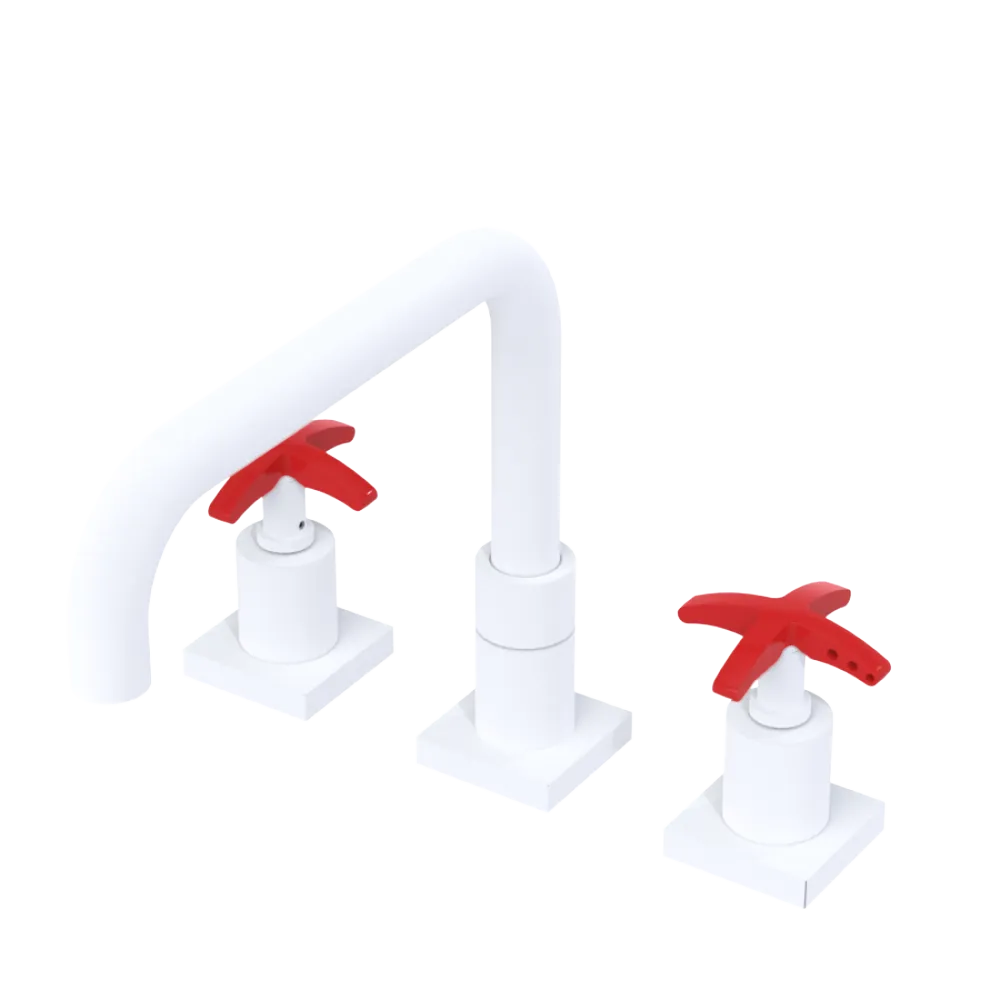 Rubinet Widespread Kitchen Set with Genesis Spout Matt White