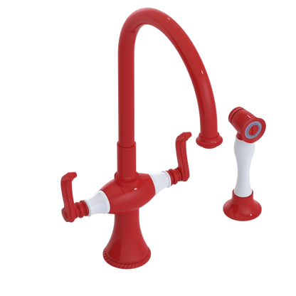 Rubinet Two Handle Single Hole Kitchen Set with Hand Spray Red