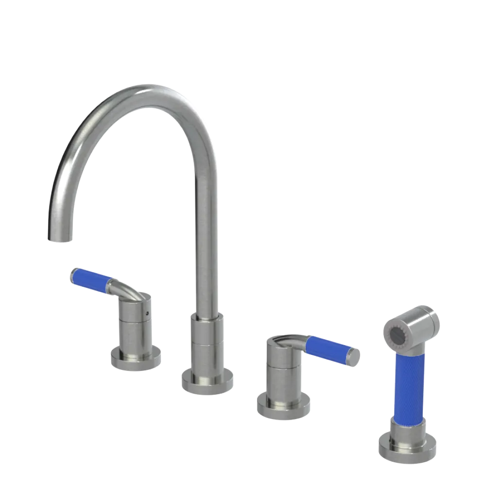 Rubinet Widespread Kitchen Set with Hand Spray Satin Nickel