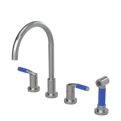 Rubinet Widespread Kitchen Set with Hand Spray Satin Nickel
