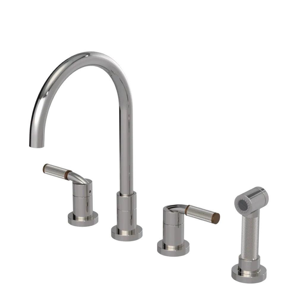 Rubinet Widespread Kitchen Set with Hand Spray Polished Nickel