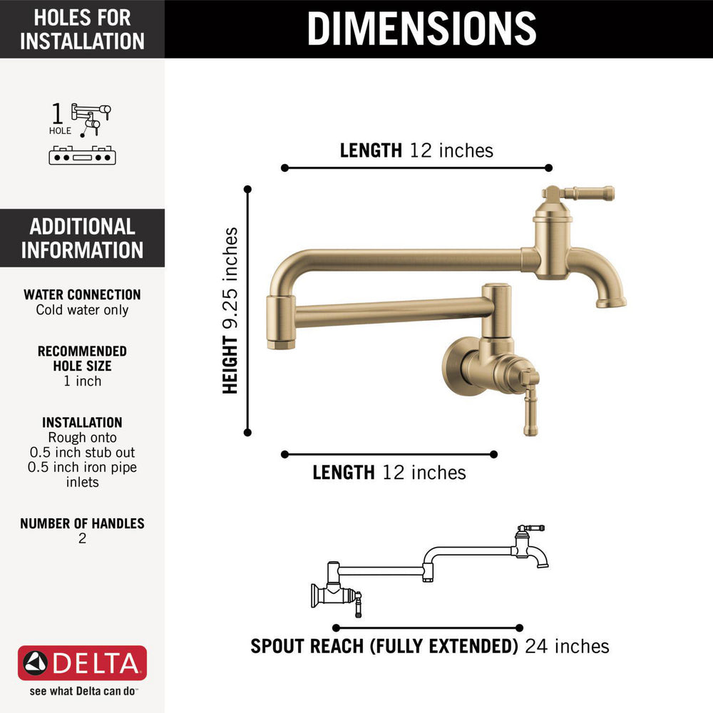 Delta Broderick Wall Mount Pot Filler