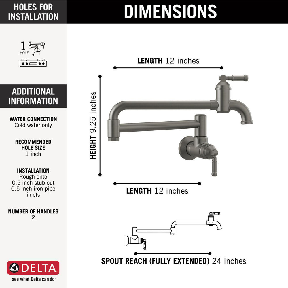 Delta Broderick Wall Mount Pot Filler