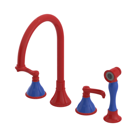 Rubinet Widespread Kitchen Set with Hand Spray Red