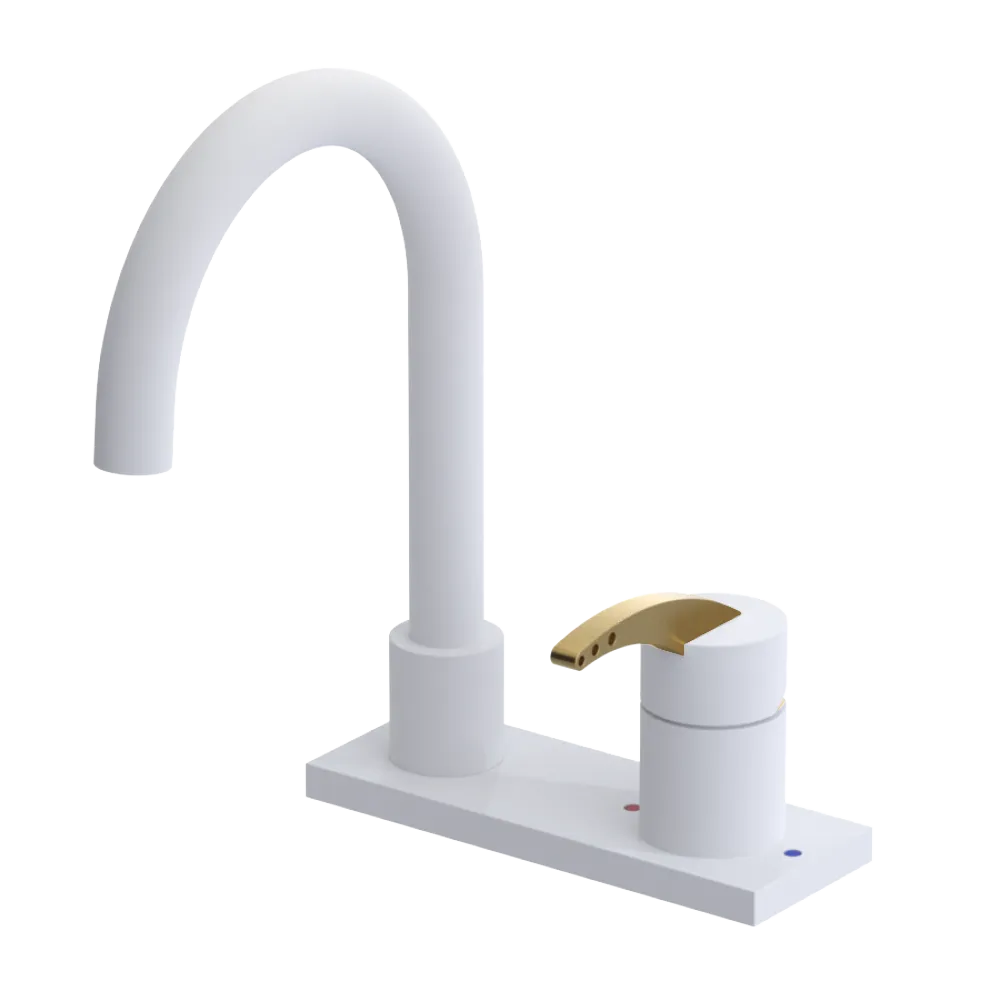 Rubinet 4" Centre Single Control Lav. Set. (less drain) Matt White