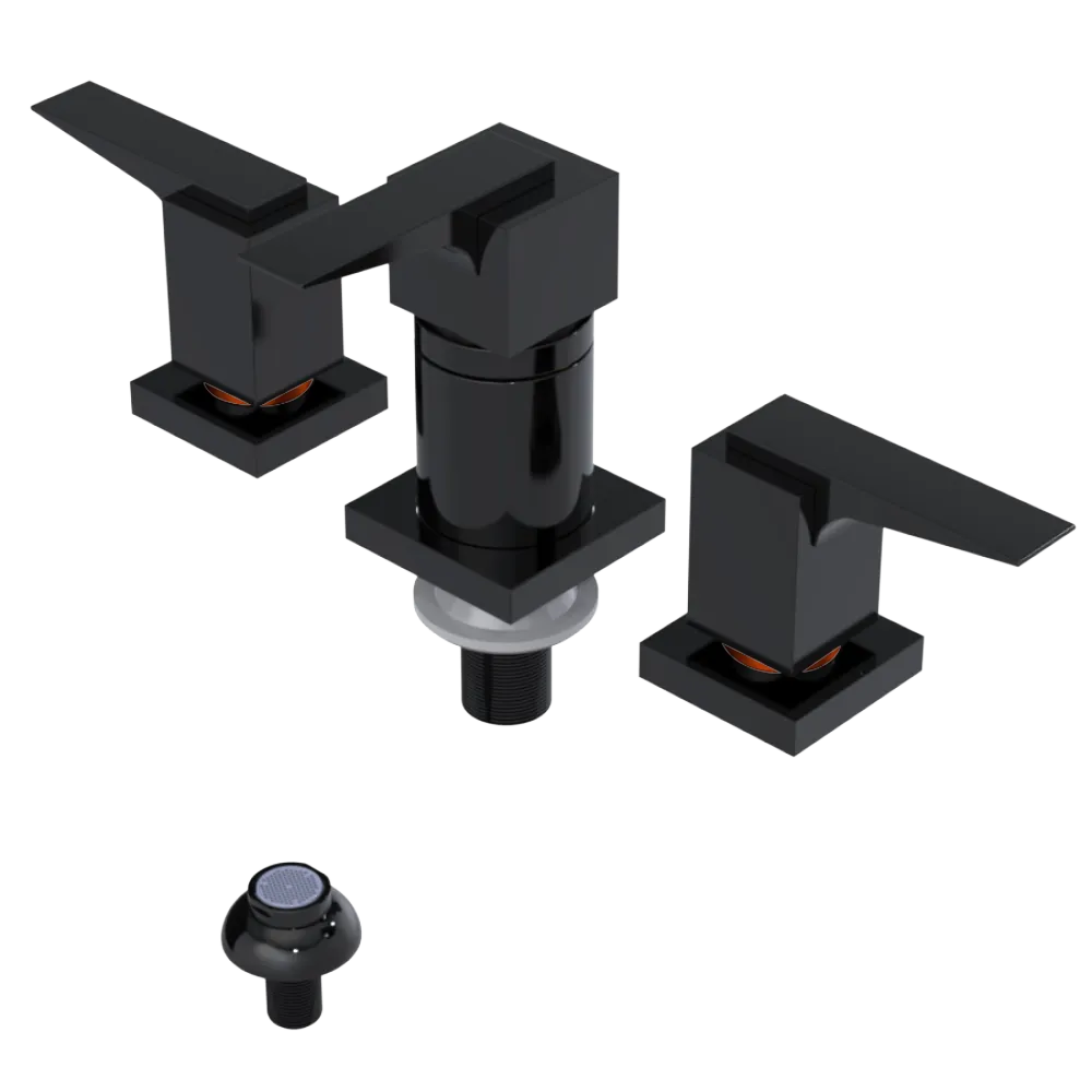 Rubinet Bidet Fitting with Spray, Diverter, and Vacuum Breaker (less drain) Black