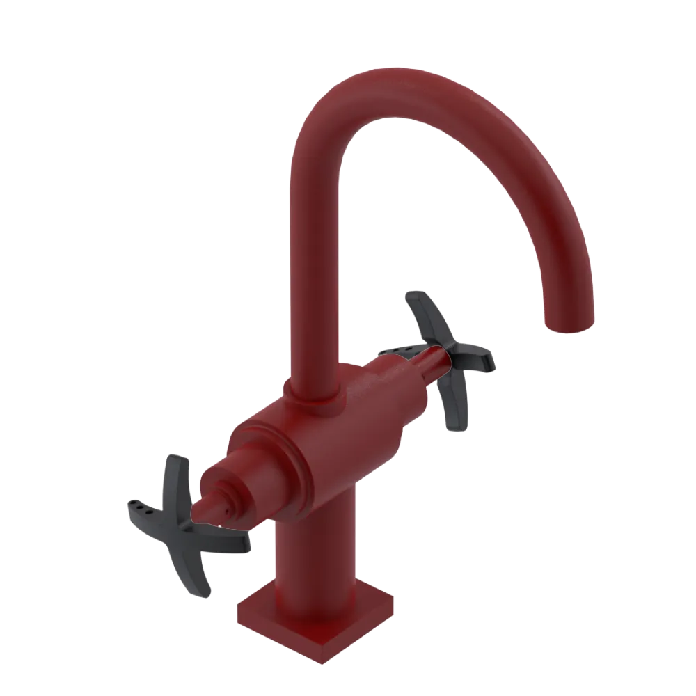 Rubinet Single Hole Dual Handle Lav. Set. (less drain) Maroon