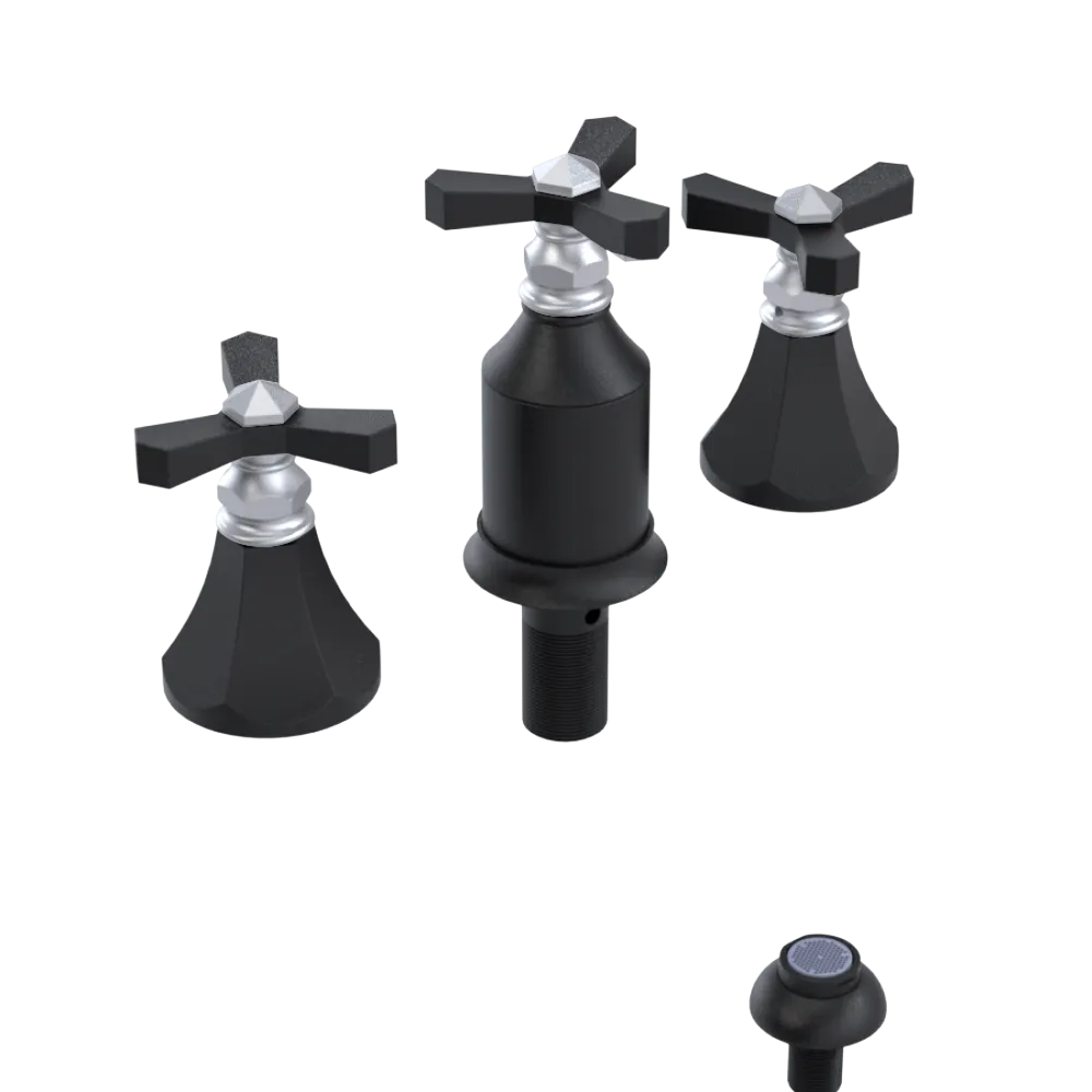 Rubinet Bidet Fitting with Spray, Diverter, and Vacum Breaker (Less Drain) Matt Black