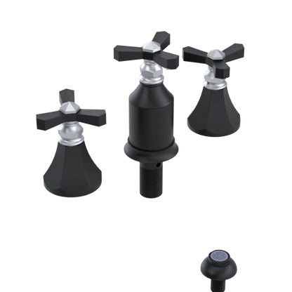 Rubinet Bidet Fitting with Spray, Diverter, and Vacum Breaker (Less Drain) Matt Black