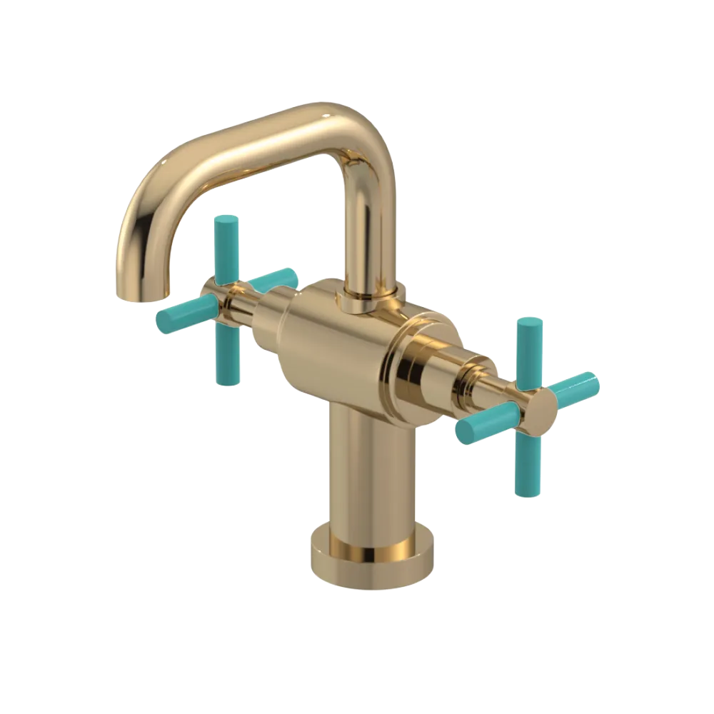 Rubinet Single Hole Dual Handle Lav. Set. (less drain) Gold