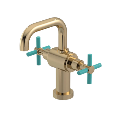 Rubinet Single Hole Dual Handle Lav. Set. (less drain) Gold