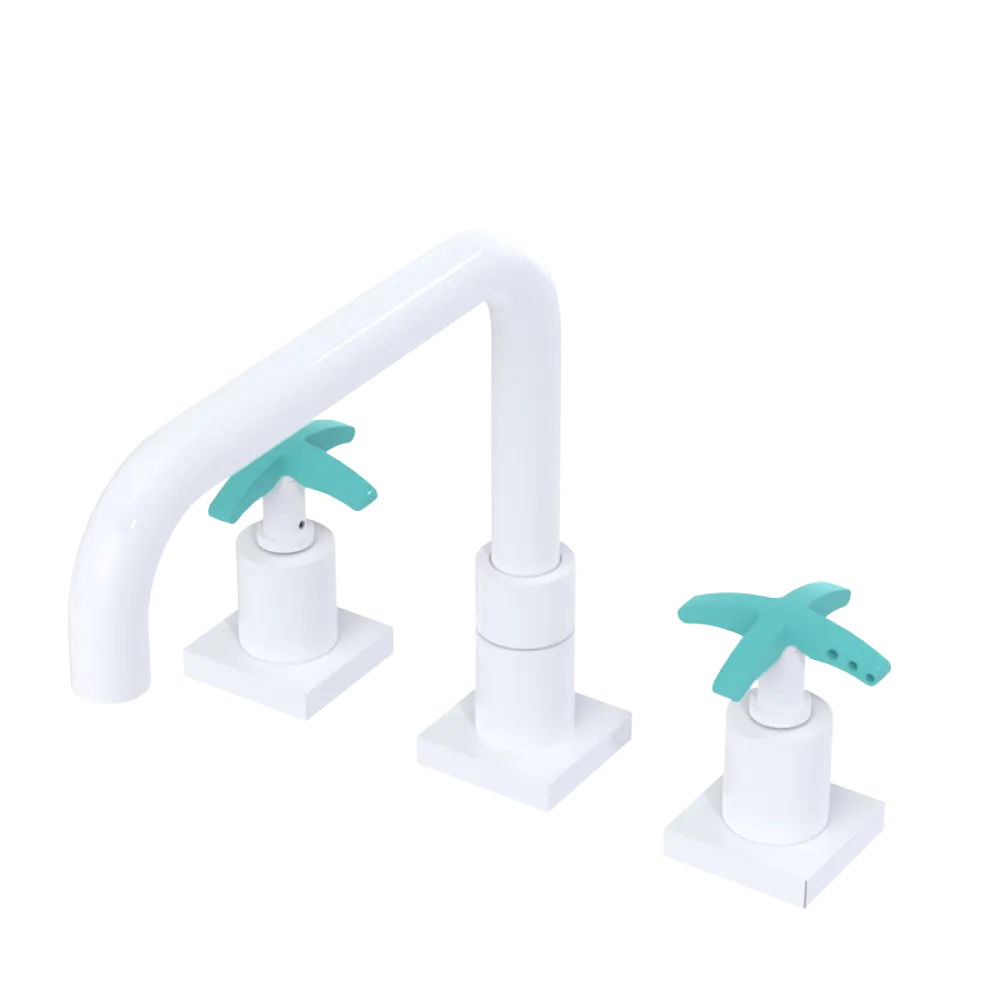 Rubinet Widespread Kitchen Set with Genesis Spout White