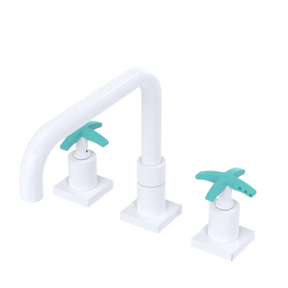 Rubinet Widespread Kitchen Set with Genesis Spout White