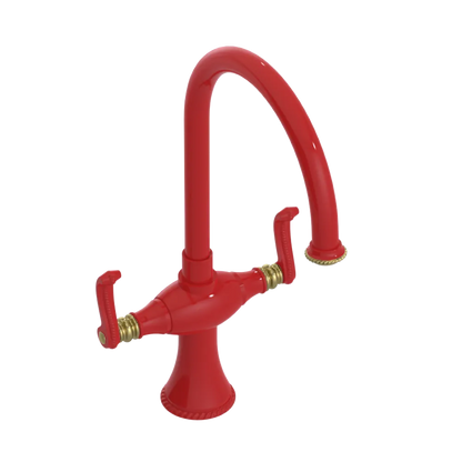 Rubinet Two Handle Single Hole Kitchen Set Red