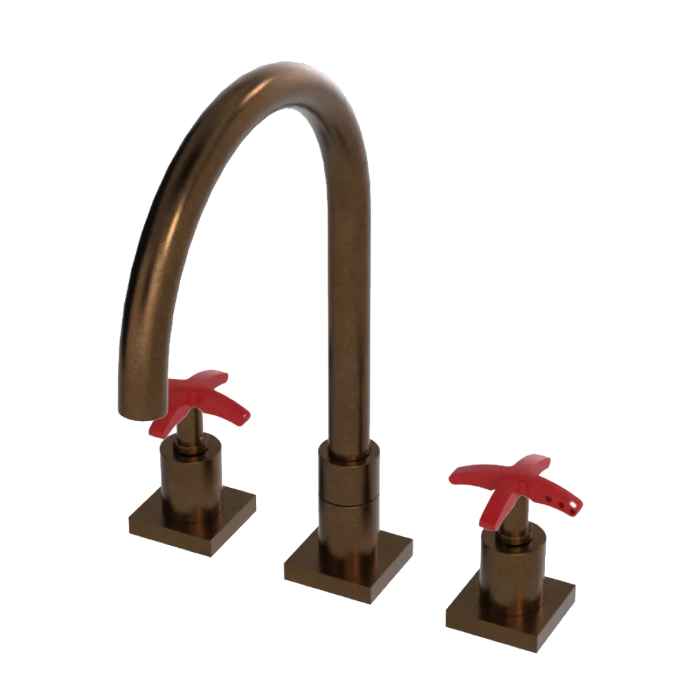 Rubinet Widespread Kitchen Set Tuscan Brass