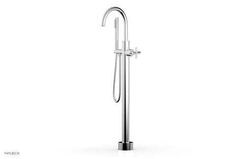 Phylrich TRANSITION Tall Floor Mount Tub Filler - Cross Handle with Hand Shower 120-44-01