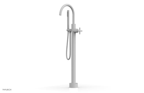 Phylrich TRANSITION Tall Floor Mount Tub Filler - Cross Handle with Hand Shower 120-44-01