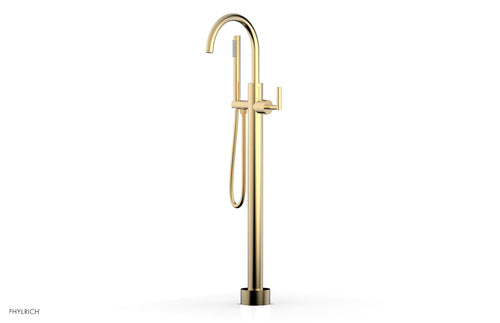 Phylrich TRANSITION Tall Floor Mount Tub Filler - Lever Handle with Hand Shower 120-45-01