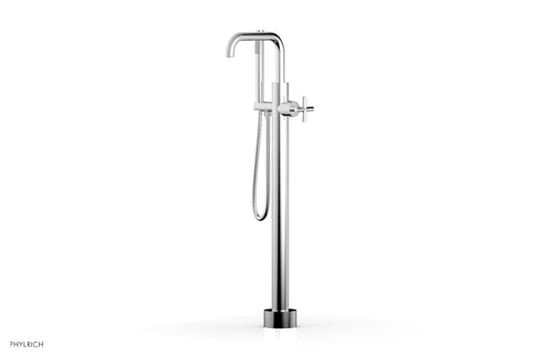 Phylrich TRANSITION Tall Floor Mount Tub Filler - Cross Handle with Hand Shower 120-46-01