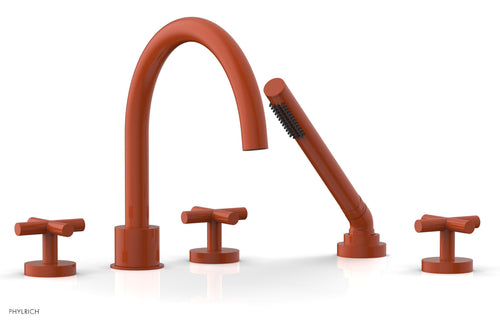 Phylrich TRANSITION - Deck Tub Set with Hand Shower - Cross Handles 120-48