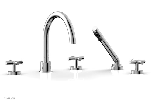 Phylrich TRANSITION - Deck Tub Set with Hand Shower - Cross Handles 120-48