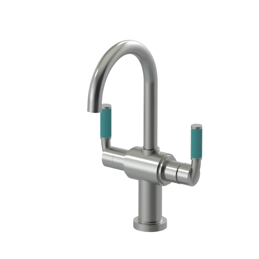 Rubinet Single Hole Dual Handle Lav. Set. (less drain) Satin Nickel