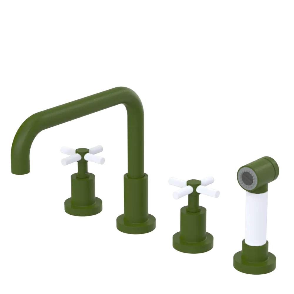 Rubinet Widespread Kitchen Set with Hand Spray Green Envy