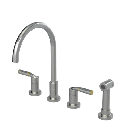 Rubinet Widespread Kitchen Set with Hand Spray Satin Nickel