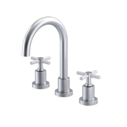 Rubinet Widespread Lav. Set. (less drain) Satin Chrome