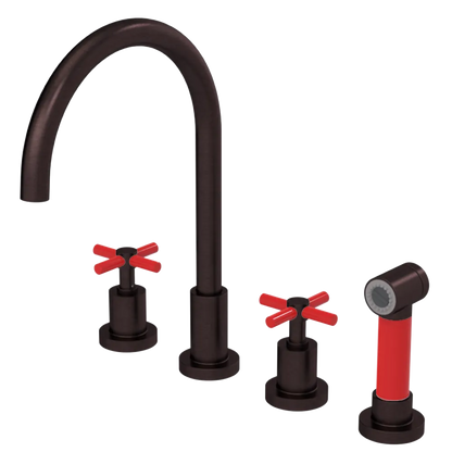 Rubinet Widespread Kitchen Set with LaSalle Spout with Hand Spray Oil Rubbed Bronze