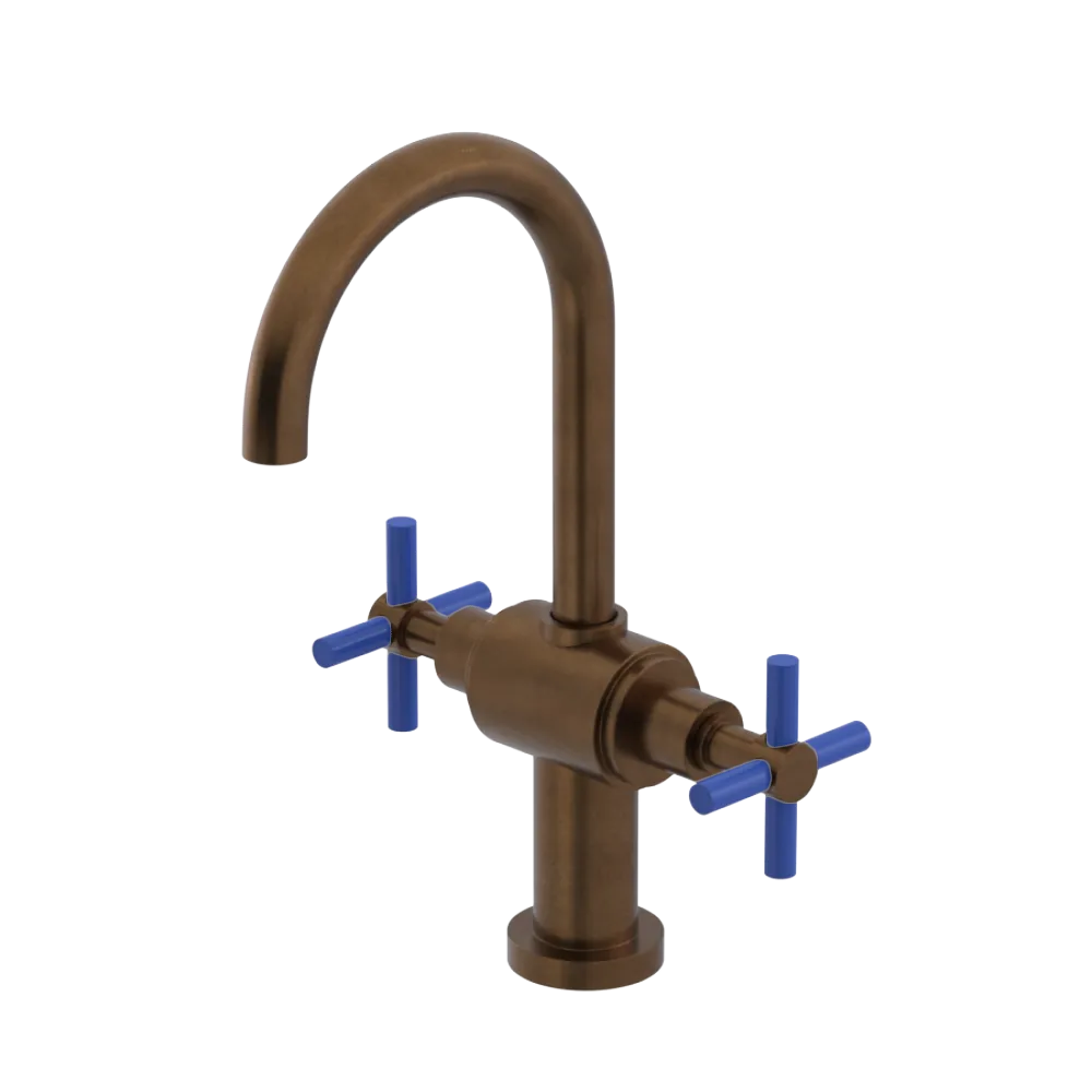 Rubinet Single Hole Dual Handle Lav. Set with LaSalle Spout (less drain) Tuscan Brass