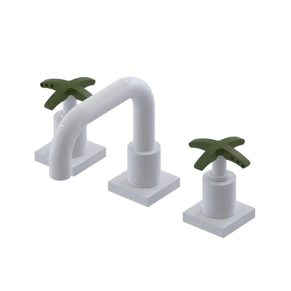 Rubinet Widespread Lav. Set. with Genesis spout (less drain) White
