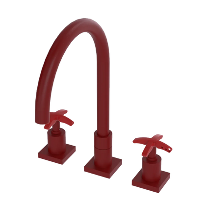 Rubinet Widespread Kitchen Set Maroon