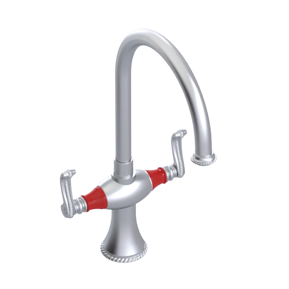 Rubinet Two Handle Single Hole Kitchen Set Satin Chrome