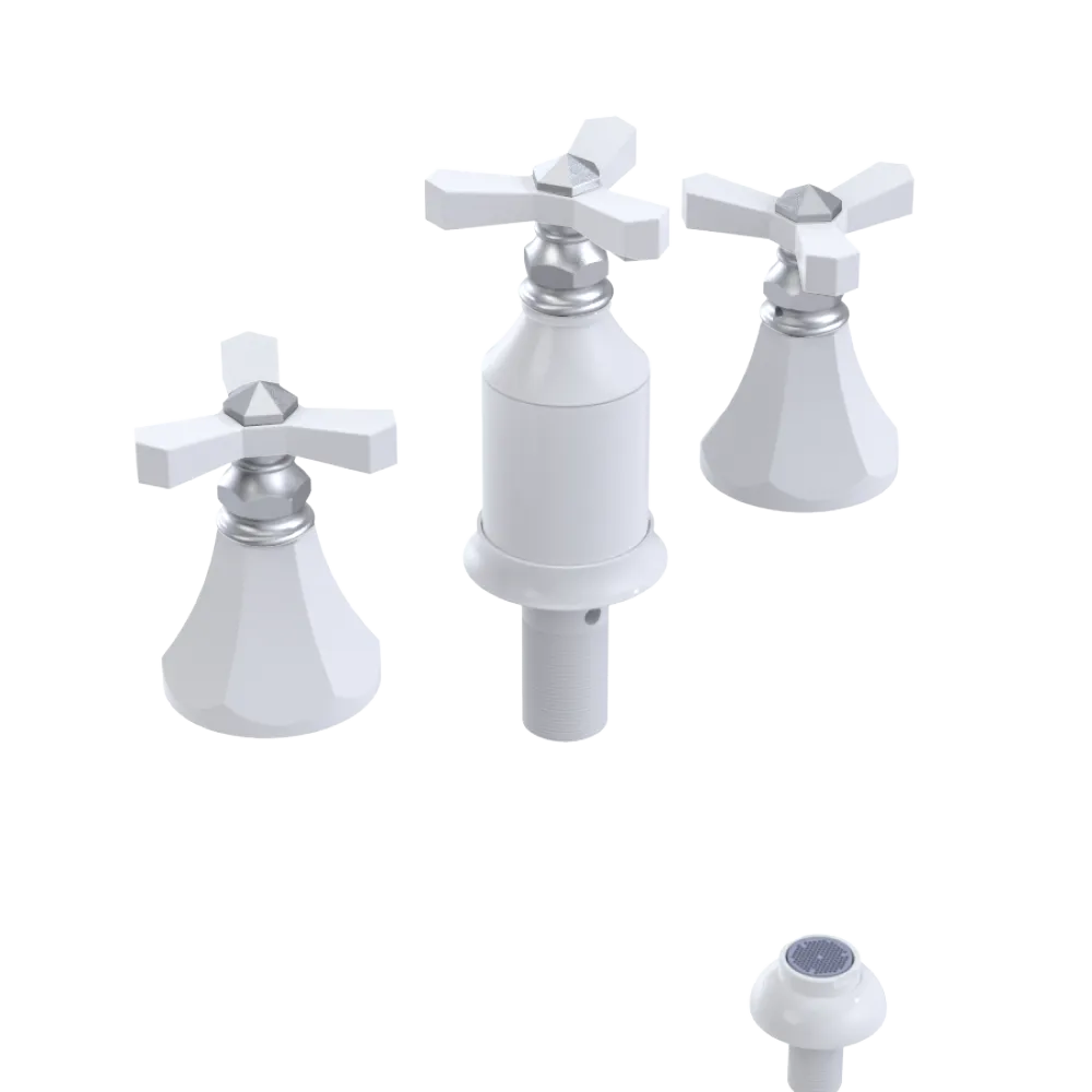 Rubinet Bidet Fitting with Spray, Diverter, and Vacum Breaker (Less Drain) White