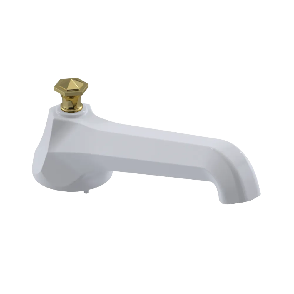Rubinet Tub Filler Spout Deck Mount White