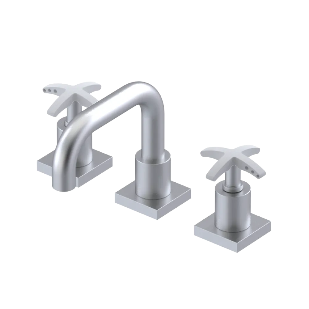 Rubinet Widespread Lav. Set. with Genesis spout (less drain) Satin Chrome